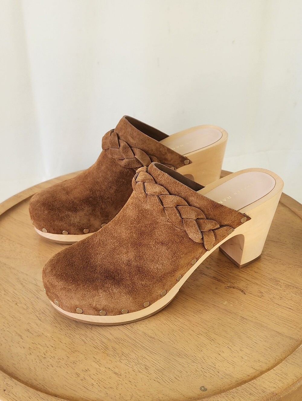 Loeffler Randall Brown Suede Braided Clog Heels